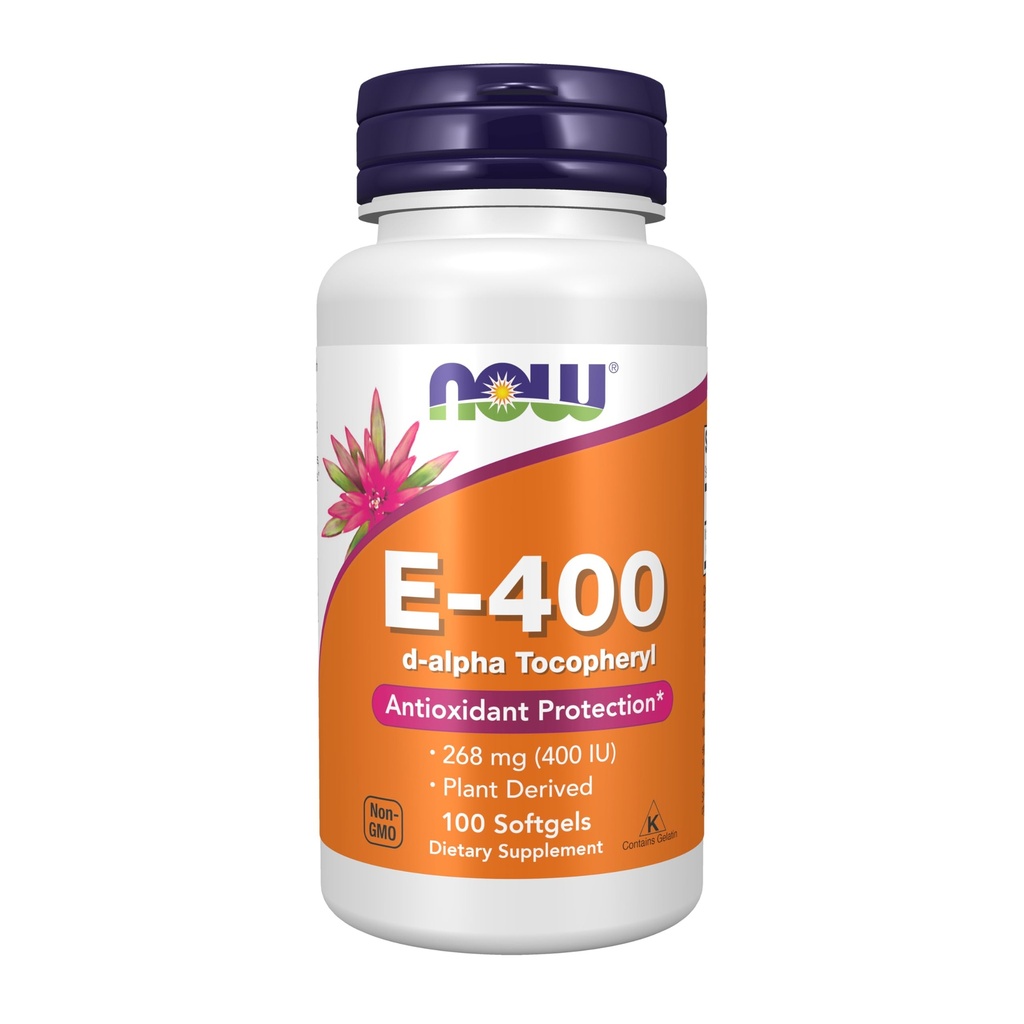 NOW Supplementen, Vitamine E-400 IE, D-Alpha Tocopheryl, Antioxidant Protection, Softgels, 100 Telling (pakket van 1)