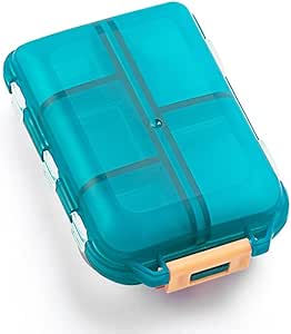 Daily Travel Pill Case Organizer, Petit 10 Compartiments Distributeur de boîtes de médicaments, Compact Purse Portable Pill Rappel parfait pour l'entreposage de la vitamine, huile de poisson, comprimé de calcium, vert