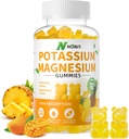 Kalium Magnesium Gummies, Nieuwe Formule Kalm Magnesium Glycinate Gummies, Kauwbare Gummy Supplementen voor benen krampen en spieren, Ananas smaak 90 Tel