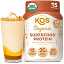 KOS Vegan Protein Powder, Salted Caramel Coffee - Low Carb Pea Protein Blend, Organic Plant Superfood Rijk aan vitamines en mineralen - Keto, Dairy Free - Maaltijd Vervanging voor vrouwen en mannen - 15 porties