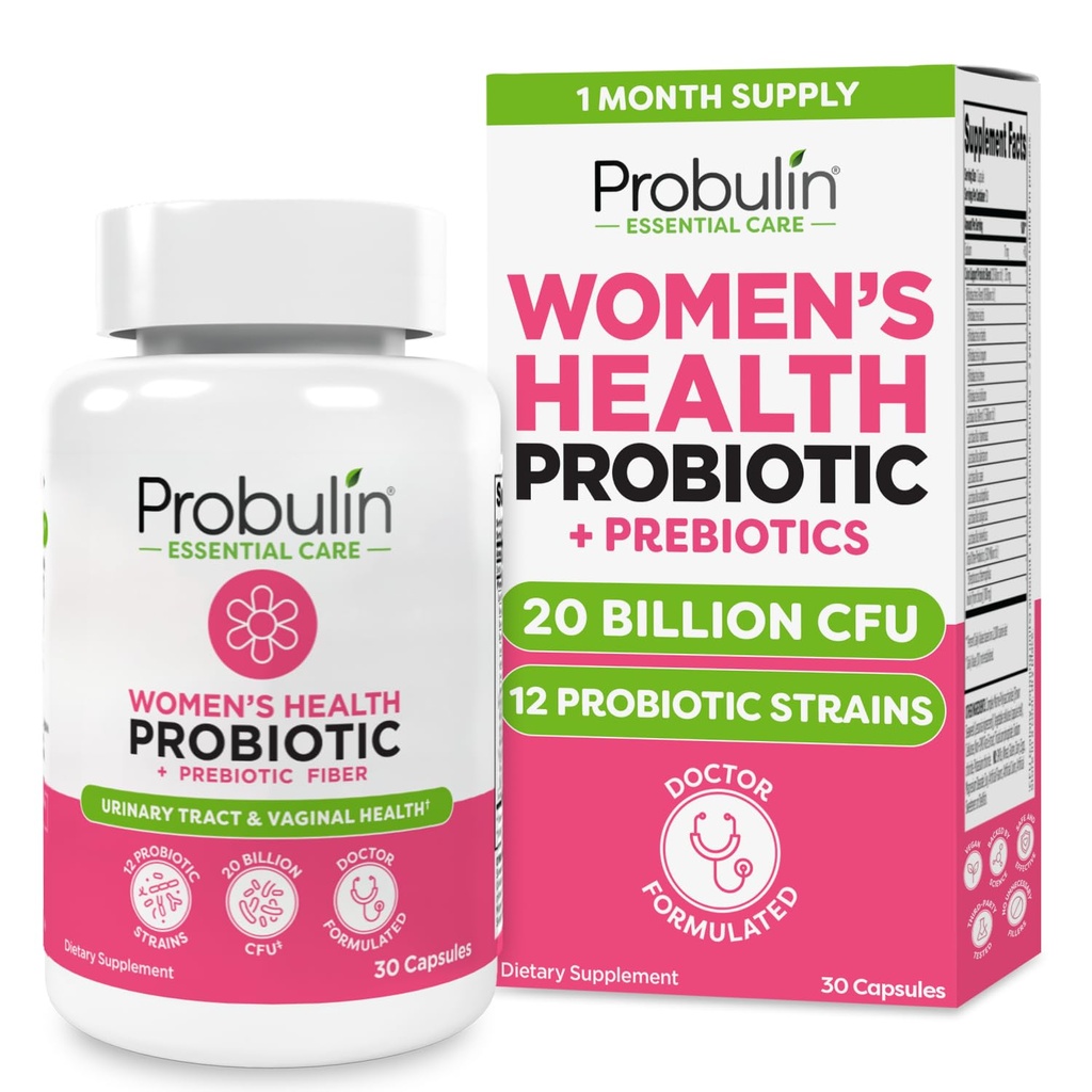 Probulin Womens Probiotic - Vaginaal, UT, Gut & Immune Health met Lactobacillus Reuteri - 20 miljard CFU, 12 Probiotische Strains & Prebiotica - 30 Veganistische, Glutenvrije Capsules voor Whole-Body Wellness