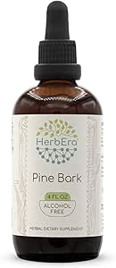 HerbEra Pine Bark B120 Alcoholvrij Kruidenextract Tinctuur, Geconcentreerde Liquid Drops Natural Pine Bark (Proanthocyanidine) Gedroogde Bast 4 floz