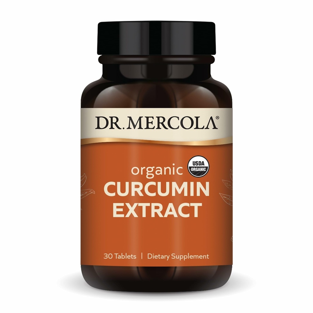 Dr. Mercola extrait de Curcumine biologique, 30 portions (30 comprimés), supplément alimentaire, non-OGM, certifié USDA biologique