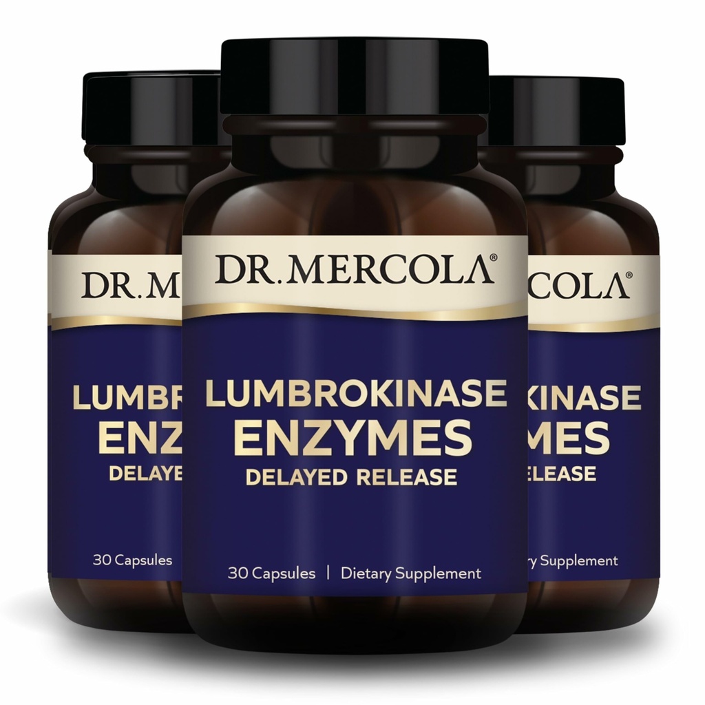 Dr. Mercola Lumbrokinase Enzymen - Vertraagde Release Formule - Dieetsupplement voor Cardiovasculaire en energie-ondersteuning - Non-GMO, Glutenvrije & sojavrije - 30 capsules (30 porties), 3 verpakkingen
