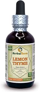 Thym citron (Thymus x Citriodorus) Teinture, extrait liquide d'herbe séchée biologique (marque : HerbalTerra, fièrement fabriqué aux États-Unis) 2 fl.oz (60 ml)