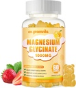 Magnesium Glycinate Gummies 1000mg - Suikervrij Magnesium Kalium Supplement met Vitamine D, B6, CoQ10 voor Kalm Mood & Slaap Ondersteuning - 60 Oranje Gummies