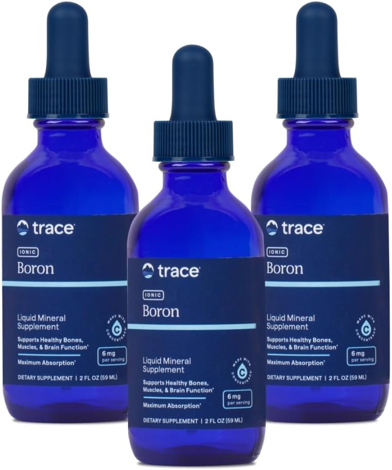 Trace Minerals | Liquid Ionic Boron | 6 mg Boron | Supports Normal Bone Metabolism, Brain Function & Joints | with Ionic Trace Minerals, Magnesium + Chloride | 144 Servings, 2 fl oz (3 Pack)