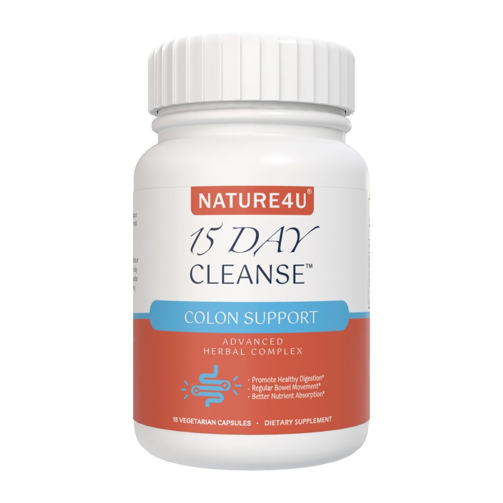 15 Day Cleanse Gut Support, Détox pour les femmes et les hommes avec Senna, Cascara Sagrada, Psyllium Husk et Probiotique, 15 Capsules