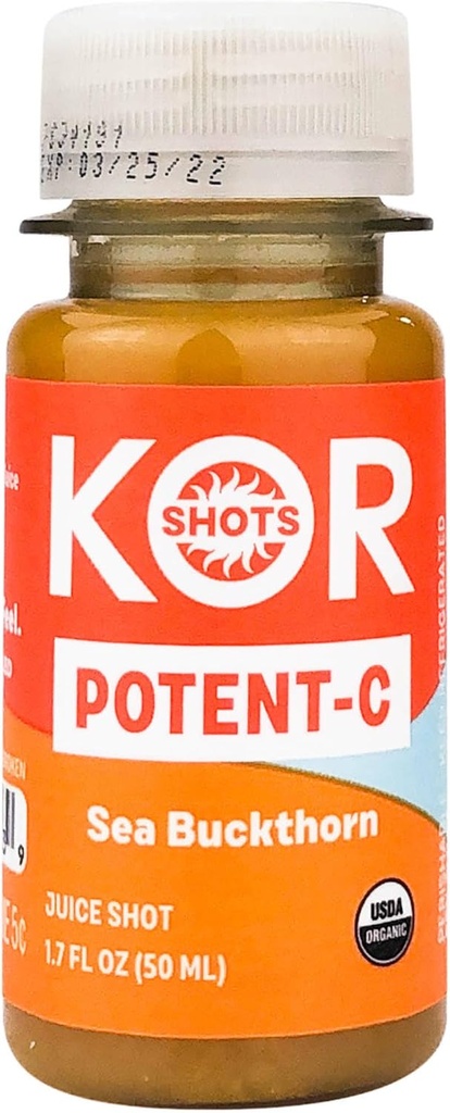 KOR Shots Sea Buckthorn en Baobab Shot - 1,7 Fl Oz - Potent C - Superfoods Vitamine C Shot - USDA Certified Organic