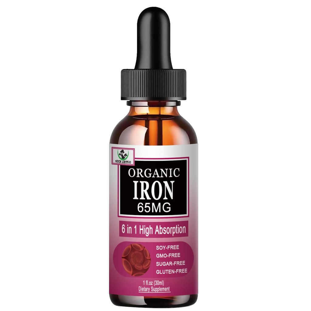 IJzersupplement voor vrouwen met vitamine C,6-in-1 Liquid Supplement w/Vitamine B12,Vitamine B6,High Absorptie Liquid Iron Drops for Red Blood Cells & Immune Support,Non-GMO, Glutenvrij