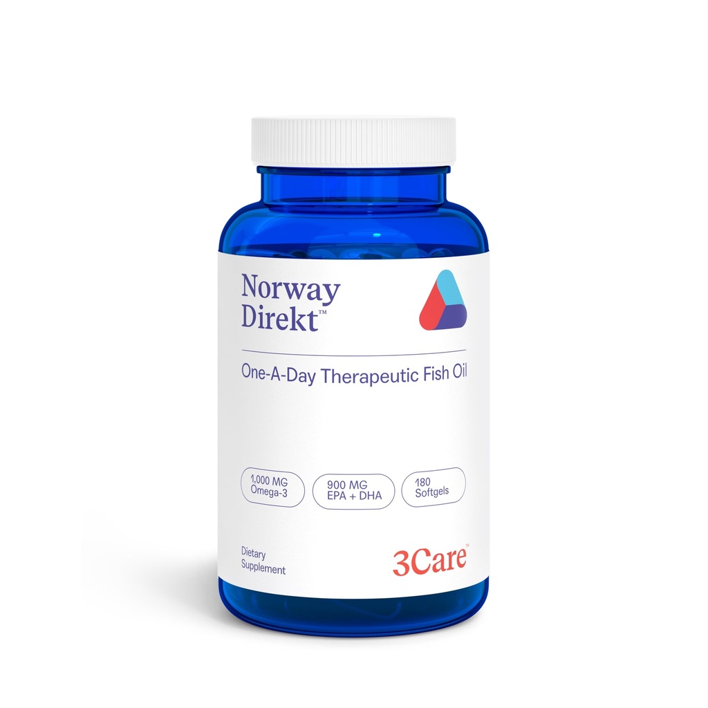 Norvège Direkt Omega-3 Huile de poisson 2 000mg d'oméga-3 par 2 softgel EPA 1060mg, 740mg DHA (2 soft-gel) Classe pharmaceutique (180 softgels)