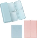 FYY 2 Stuks Daily Pill Organizer, 7 Compartments Portable Pill Case Travel Pill Organizer, [Folding Design] Pill Box voor Purse Pocket te houden vitamines, Cod Lever Olie, Complementen en Medicatie-Navy+ Roze