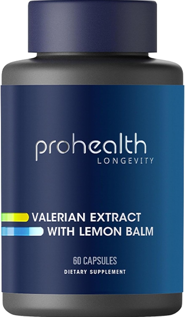 ProHealth Valeriaan Extract + citroenbalsem (60 capsules) 160 mg Valeriaan + 80 mg citroenbalsem Ontspanning en slaapondersteuning 