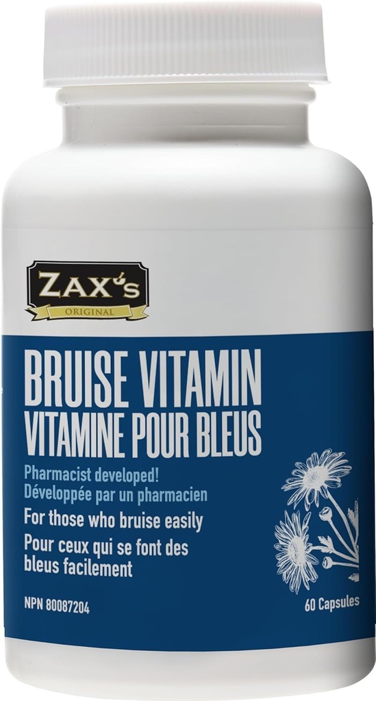 ZAX'S Bruise Vitamine Apothecus Ontwikkelde Kneuzing Supplementen Krachtige Kneuzing Zwelling Reducer, Zink, Vitamine K, D3, Ascorbinezuur, Citrus Bioflavonoïden, 60 Caps, Combineer Arnica Bruise Cream