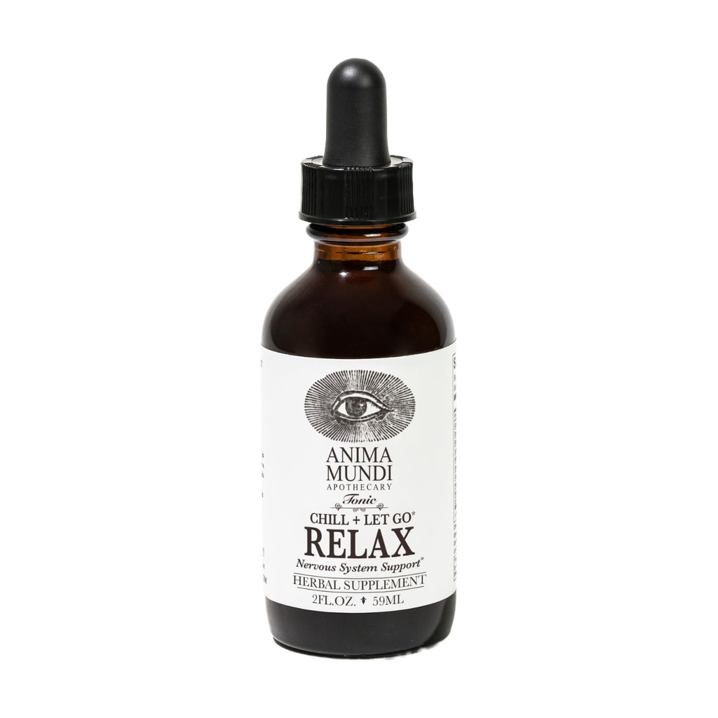 Anima Mundi Apothecary Relax Tonic Zenuwstelsel Support - Natural Calm Aid & Mood Enhancer - Stressrelief bereiken met citroenbalsem, passiebloem, kamille, Ashwagandha Root & Lavender (2 fl oz)