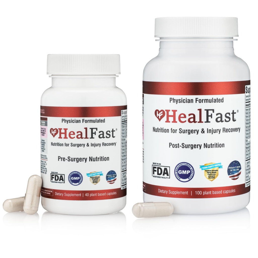 GenezingFast Complete Chirurgie & Letsels Recovery Supplement: voor wond, littekenbehandeling & kneuzingen w/vitaminen, bromelaïne, quercetine & probiotica (Pre+Post Op)