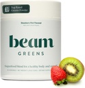 Beam Greens Powder, Superfood Supplement for Gut Health, Vegan Organic Blend with Ashwagandha, Vitamin C, B12, B6, D, Non-GMO Daily Detox & Immune Support, Strawberry Kiwi Flavor - 30 Servers