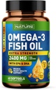 Gebouwd door Natuur Omega 3 Visolie Zachte Gels - 2400 mg Visolie, 1440 mg Omega 3, 864 mg EPA, 576 mg DHA - Extra sterkte Hersenen & Hartgezondheid Ondersteuning Supplement - 60 Softgels