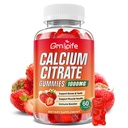 Calcium citraat Gummies, Suikervrije Calcium citraat 1000mg voor spier gezond, Absorptie Calcium Supplementen voor Volwassenen & Kids, Aardbei, 60 Tellen