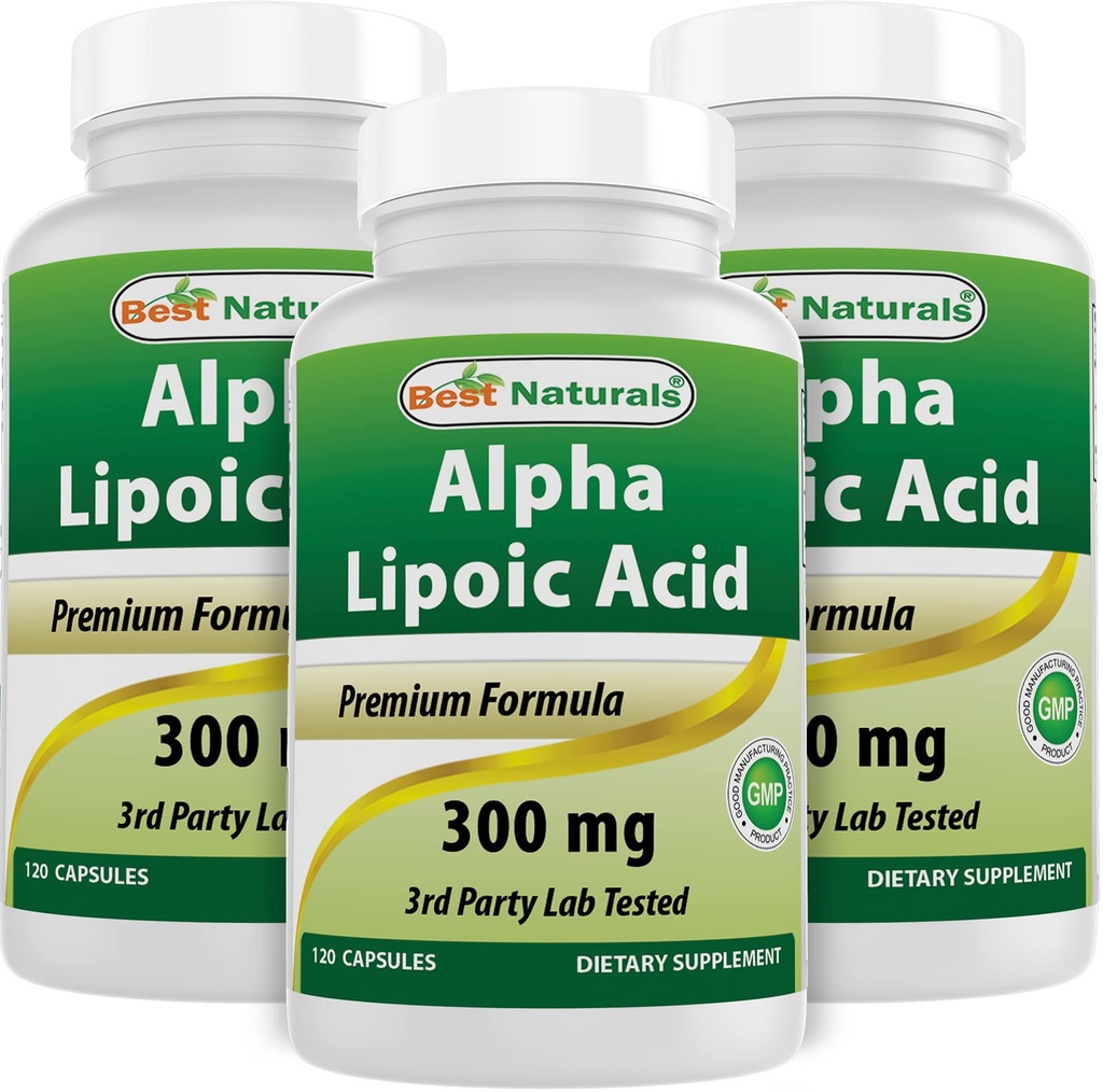 Meilleurs acides alpha lipoïques naturels 300 mg 120 Capsules (120 Nombre (paquet de 3))
