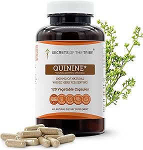 Secrets of the Tribe Quinine Capsules 1000 mg Wildcrafted Quinine (Cinchona officinalis) Dried Bark, Leg Cramp Support Supplement (120 Capsules)