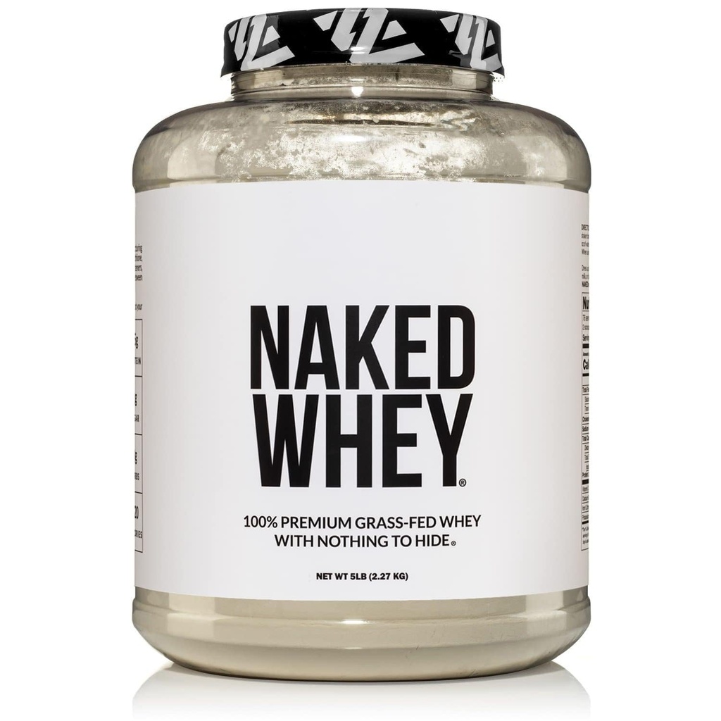 Naked WHEY 5LB 100% Gras Fed Ongearomatiseerde Wei Proteïne Poeder - Slechts 1 Ingrediënt, Niet gedenatureerd - Geen GGO, soja of gluten - Geen conserveringsmiddelen - Bevorder spiergroei en herstel - 76 Serven