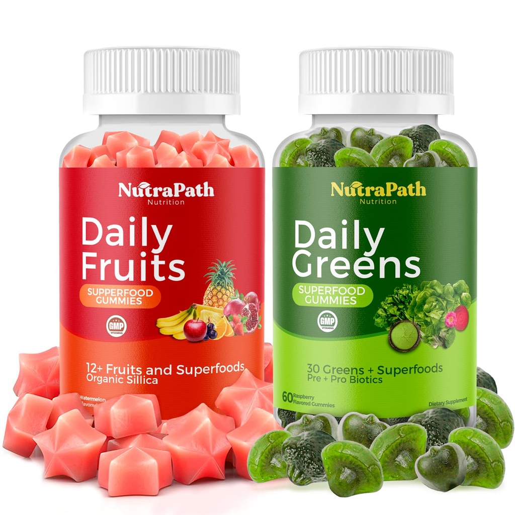 Superfood Fruit en groenten Gummies (120 Kauw), 12+ Superfruit & 30 Veggies, Fruit & Kruiden, Fruit en Plantaardige Vitaminen, Niet-GMO, Pectine-Based, Glutenvrij