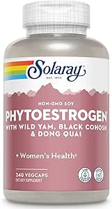 SOLARAY PhytoEstrogen Menopause Supplements with Wild Yam, Black Cohosh and Dong Quai - Phyto Estrogen Pills for Perimenopause and Menopause Support, Vegan, 60-Day Guarantee, 60 Servings, 240 VegCaps