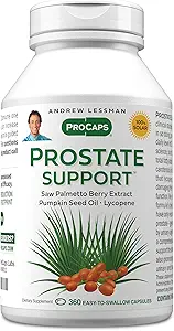 ANDREW LESSMAN Supplément de soutien à la prostate pour la santé des hommes, 360 Softgels, Pas d'additifs - Saw Palmetto pour les hommes, Huile de graines de citrouille, Lycopène, Omega-3 pour la santé de la prostate, Urinaire, Fonction Bladder