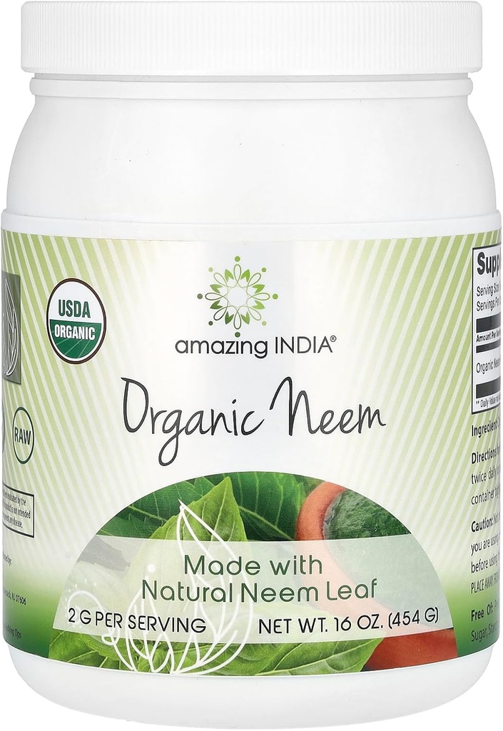 Verbazingwekkend India USDA Certified Organic Neem Powder (Non-GMO) 16oz - Bevordert bloedzuivering, gezonde immuniteit en gezonde huid