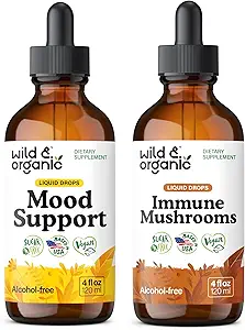 Wild & Organic Mood Support Tincture 4 fl oz & Immune Mushroom Tincture