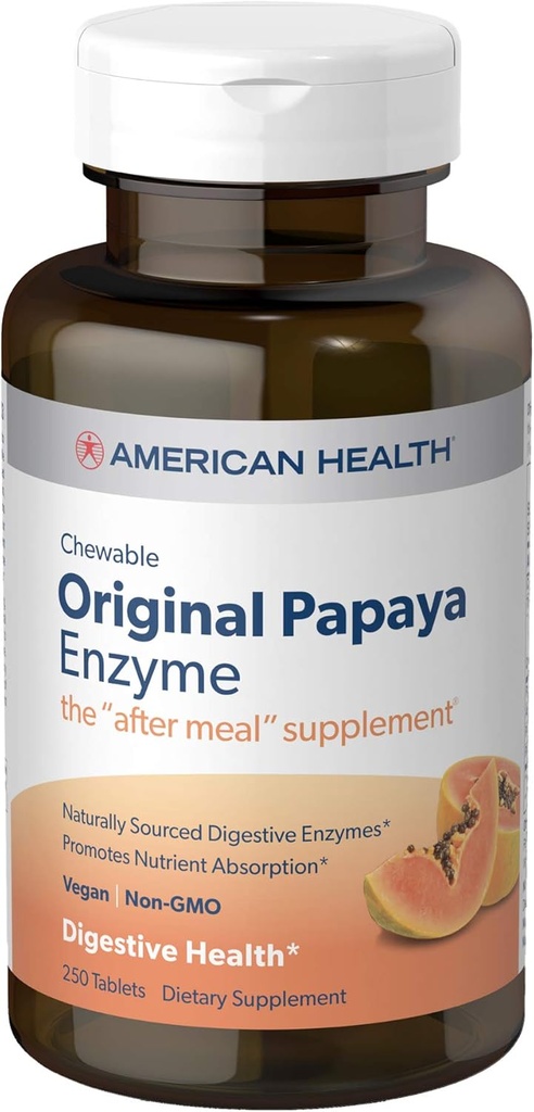 American Health Products - Original Papaya Enzyme, 250 kauwtabletten