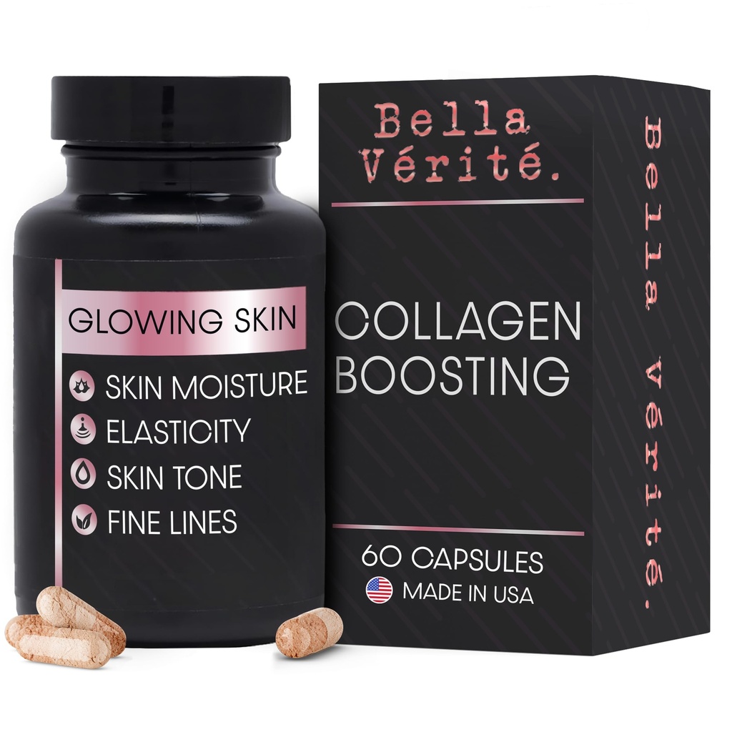 Bella Vérité Daily Collagen Supplement for Women & Men - Essential Vitamins for a Youthful, Radiant Complexion & Overall Health - Support Glowing & Smooth Skin, Reduce Rimpels & Dryness (60 Capsules)