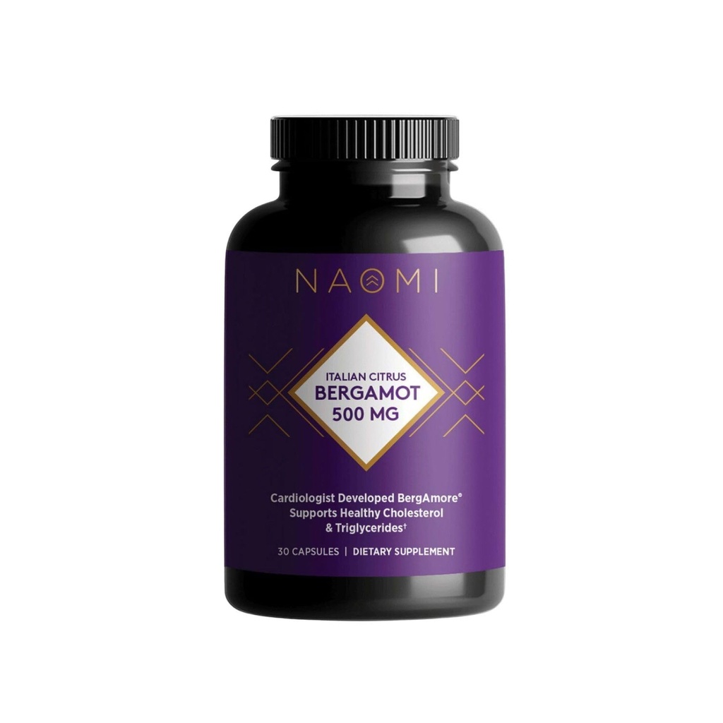 NAOMI Italian Citrus Bergamot 500mg - Supports Healthy Cholesterol & Triglyceride Levels Already in Normal Range - Patented BergAmore® Extract, 7 Key Polyphenols, 1-Capsule Daily, 30-Day Supply