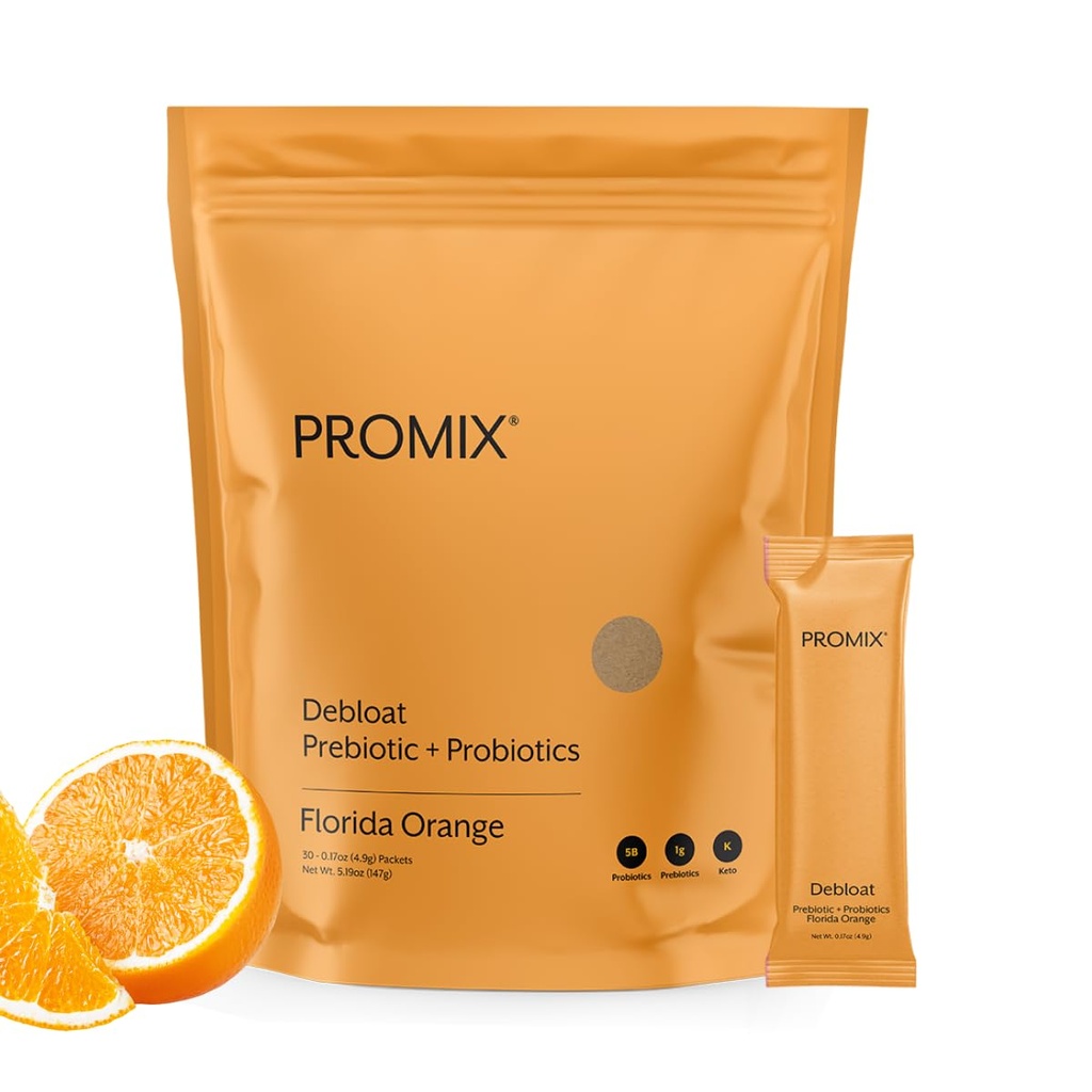ProMix Nutrition Debloat Prebiotica en Probiotica met Baobab - Rijk aan vitamine C, Bloating Relief, Immune Support - Oranje - 30 porties (pakket van 30)