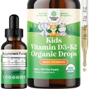 Natures Craft Kids Vitamine D3 K2 druppels - Biologische vitamine D voor kinderen voor sterke botten en gewrichten - Zuigelingen, baby's en peuter Immuun ondersteuning druppels vloeibare supplement - 60 ml fles