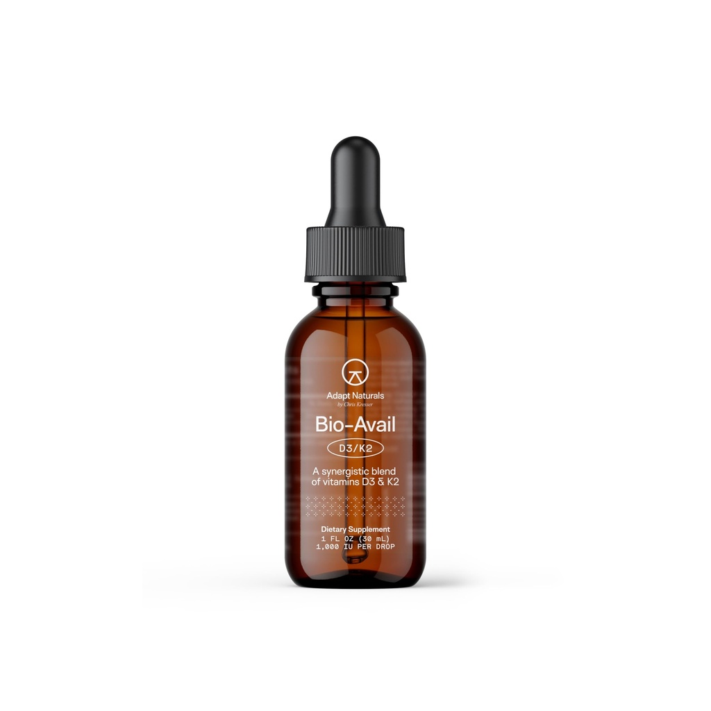 Adapt Naturals Vitamine D3 K2 1000 IE Supplement met MCT Oil, Bio available Highly Absorbable Liquid Formula, Overcome Vitamine D Deficiëntie, Ondersteuning Immune & Metabole Health - 1 FL Oz, 600 Servings