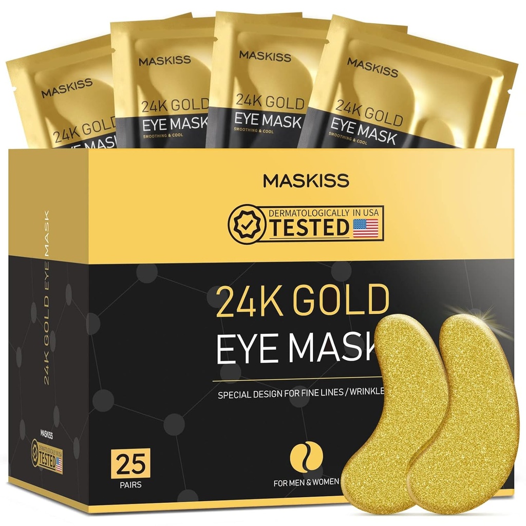 24k Gold Under Eye Patches (25 Paren), oogmasker, Collageen huidverzorgingsproducten, oogpatches voor gezwollen ogen, oogmaskers voor donkere kringen en gezwollenheid