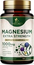 Supplément minéral de magnésium 1000 mg - Citrate de magnésium de haute puissance pour os, santé cardiaque, soutien des nerfs et des muscles, complexe de magnésium de la nature pour le soutien du corps entier, mis en bouteille aux États-Unis - 180 capsules