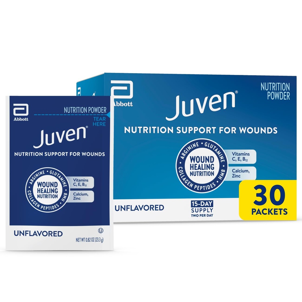 Juven Therapeutic Nutrition Drink Poudre comprenant des peptides de collagène, des acides aminés et du HMB pour le soutien à la guérison des plaies, sans saveur, 30 paquets