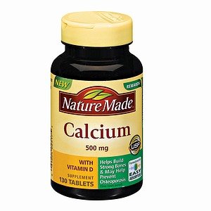 Nature Made Calcium, 500 mg, met vitamine D, tabletten, 130 Tellen (verpakking van 3)