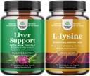 Bundel van melk distel Lever Ondersteuning Supplement en L Lysine 1000mg Voedingssupplementen - Herbal lever Supplement met Silymarin melk distel - L-lysine essentiële Aminozuren supplement
