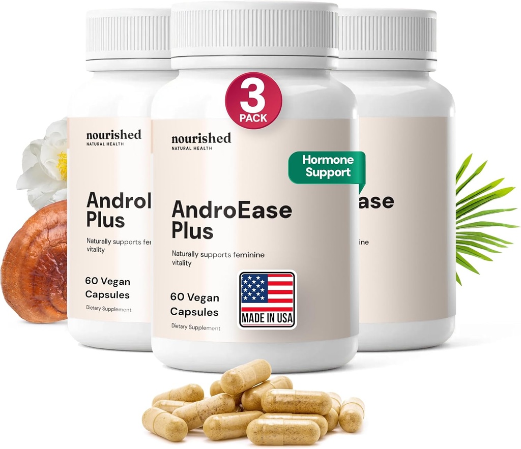 Gevoede AndroEase Plus - Natural Balance Supplement voor vrouwen - Veganistische formule met zink & Saw Palmetto - 180 capsules voor dagelijkse wellness & vitality - Made in USA