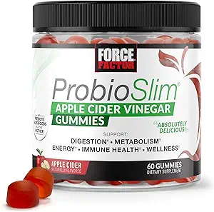 Force Factor ProbioSlim Apple Cider Vinegar Gummies met Organische LactoSpore Probiotica en Prebiotica ter ondersteuning van spijsvertering, Metabolisme en immuungezondheid, 60 Gummies