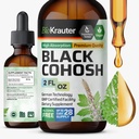 BIO KRAUTER Black Cohosh Root Tinctuur - Vegan Black Cohosh Supplementen Vrouwen Ondersteuning - Alcohol en Suikervrij - 2 Fl.Oz.