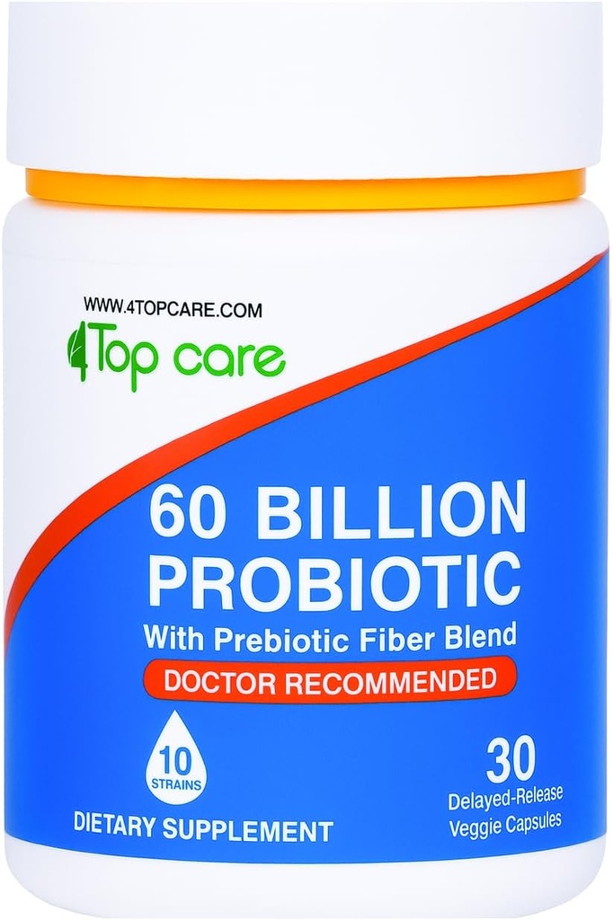 Probiotica 60 miljard CFU - 10 strains + Organic Prebiotics - Immune, Digestief & Gut Health - Ondersteuning van Occasional Constipatie, diarree, gas & Bloating - voor vrouwen & mannen - 30ct