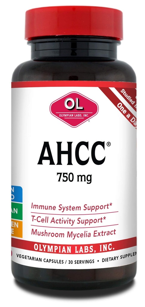 Olympian Labs Premium AHCC Supplement 750 mg AHCC per capsule 