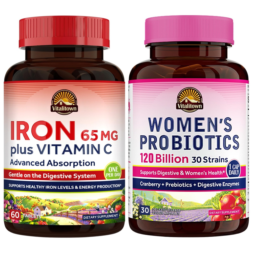 Vitalitown Femmes , Probiotiques et supplément de fer