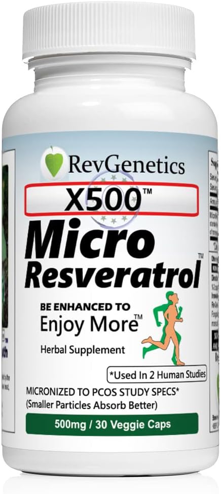 X500: Pure Resveratrol 500mg - Pure Trans-Resveratrol - 30 Vegetarische Capsules - 500 mg per capsule