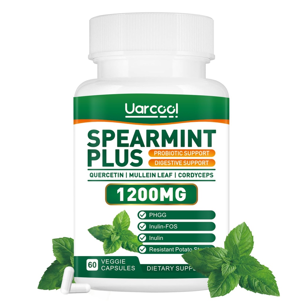 Spearmint Plus Supplement 1200mg - voor de spijsvertering, huid en maag gezondheid, alternatieve spearmint thee- USA Made & Tested - 60 Softgels